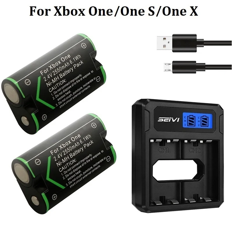 2550 mAh wiederaufladbarer Akku für Xbox One Xbox One X Xbox One S Xbox One Elite Wireless-Controller-Akku für Xbox-Gamepads