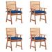 Carevas Patio Dining Chairs 4 pcs with Cushions Solid Acacia Wood