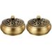 Set of 2 Copper Incense Burner Adornment Arabic Decor Table Top Tray Ornaments Censer Cone Office