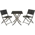 Grand Patio 3-Piece Patio Bistro Set Folding Wicker Table and Chairs for Outdoor Garden Balcony Furniture Set Steel Frame Brown