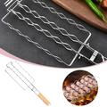 Lloopyting Grilling Gifts For Men Grilling Accessories Sausage Barbecue Net Bbq Tool 304 Stainless Steel Corn Barbecue Rack Removable Foldable Portable Barbecue Net Clip Black