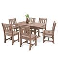 Efurden 7-Piece Patio Dining Sets Poly Lumber Outdoor Dining Set for 6 Weather Resistant Patio Table and Chairs Set That Never Rust for Garden (1 Dining Table + 6 Patio Chairs Brown)