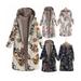 Women s Cotton Coat Linen Vintage Floral Print Plush and thicken Trench Coat Long Button Down Jacket Robe S-5XL