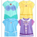 Disney Girls T-Shirt - 4 Pack Little Mermaid Cinderella Rapunzel Beauty & The Beast 2T-6X