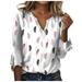 TUWABEII Womens Trendy Tops Fashion Woman V Neck Three Quarter 3/4Sleeve T Shirt AutumnBlouse Sweatshirt