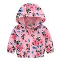 ASFGIMUJ Girls Winter Jacket Kids Baby Boys Dinosaur Rainbow Camouflage Zip Windproof Jacket Hooded Trench Lightweight Windbreaker Casual Outerwear Toddler Girl Coat Hot Pink 18 Months-24 Months