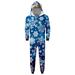 Virmaxy Matching Family Christmas Hooded Pajamas Sets Men Snowflake Printed Elastic Cuffs Zip Up Jumpsuit With Cute Elk Hat Blue-A M