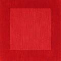 Hand-crafted Solid Red Tone-On-tone Bordered Mantra Wool Area Rug (8 Square)