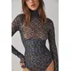 Under It All Printed Mesh Bodysuit by Intimately, Sigerson Morrison at Free People in Midnight Combo, Size: Large
