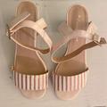 Anthropologie Shoes | Anthropologie Heeled Sandals | Color: Cream/Gold | Size: 37
