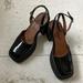 Free People Shoes | Free People Black Patent Chunky Heel Strappy Shoes. Made In Italy Size 37 | Color: Black | Size: 7