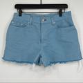 Levi's Shorts | Levi's Misses Raw Edge Frayed Blue Red Embroidered Denim Jean Shorts | Color: Blue | Size: 10