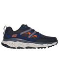 Skechers Men's Relaxed Fit: D'Lux Journey Sneaker | Size 10.5 Extra Wide | Navy/Orange | Leather/Synthetic/Textile