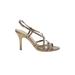 Fioni Heels: Slingback Stilleto Boho Chic Gold Print Shoes - Women's Size 7 1/2 - Open Toe