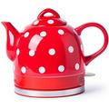 BROGEH Kettles, Ceramic Electric Kettle Cordless Water Teapot, Teapot-Retro 1L Jug, 1000W Water Fast for Tea, Coffee, Soup, Oatmeal-Removable Base, Automatic Power Off,Boil Dry Protection/Red hopeful