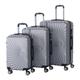 XEO HOME Suitcase Set of 3 Pcs Luggage Sets Hard Shell Travel Bags Lightweight Suitcases on 4 Spinner Wheels ABS Travel Trolley Case (Spiral Silver)