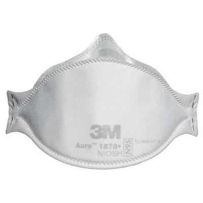 3M 1870+ Disposable Respirator, N95, Flat-Fold, Dual, Non-Adjustable, Metal