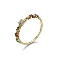 Lieson Engagement Rings for Women, 14ct Yellow Gold Eternity Ring Women Vintage 4 Prong Multicolor Gemstone Anniversary Ring Yellow Gold Ring Size R 1/2