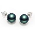 Tahitian Pearl Earrings For Women - Black 18k Gold Stud Earrings Genuine Hypoallergenic Pearls Earrings(9-10MM, Black)