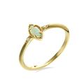 Lieson Promise Rings for Women, 14ct Gold Wedding Ring for Women Thin 4 Claw Marquise Opal with Moissanite Engagement Ring Yellow Gold Ring Size V 1/2