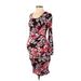 A Pea in the Pod Casual Dress - Bodycon Scoop Neck 3/4 sleeves: Black Floral Dresses - Women's Size X-Small Maternity