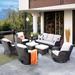 OVIOS Guillen 7 - Person Outdoor Seating Group w/ Cushions, Wicker in Brown | 33.85 H x 72.83 W x 33.85 D in | Wayfair YZNTC600-M1234