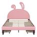 Zoomie Kids Ajahnae Vegan Leather Platform Storage Bed Upholstered/Faux leather in Pink | 58.3 H x 56.3 W x 80 D in | Wayfair