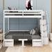 Harriet Bee Jaishan Full over Full Size Bunk, the Down Bed can be Convertible to Seats & Table Set, Wood in White | 72 H x 57 W x 95 D in | Wayfair