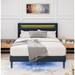 Ivy Bronx Khristal Metal Bed Frame w/ Headboard Upholstered/Metal in Blue | 45.37 H x 60.52 W x 85.52 D in | Wayfair