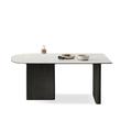 Orren Ellis 51.18" White Oval Sintered Stone Solid wood Dining Table Wood in Black/Brown/Gray | 29.53 H x 51.18 W x 31.5 D in | Wayfair