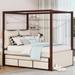 Red Barrel Studio® Droitwich Canopy Upholstered Storage Bed Frame w/ 3 Drawers Upholstered in Brown | 76.09 H x 82.39 W x 56.09 D in | Wayfair