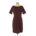 Ann Taylor LOFT Casual Dress - Sheath: Burgundy Solid Dresses - Women's Size 0