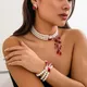 Goth-Collier Créatif avec Motif de Sang Rouge pour Femme Long Pendentif en Perles Bijoux Punk pour
