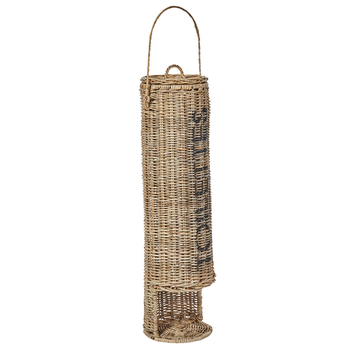 Toilettenpapierhalter Natur Rattan 65 cm mit Griff Metallrahmen Badaccessoires Boho Design