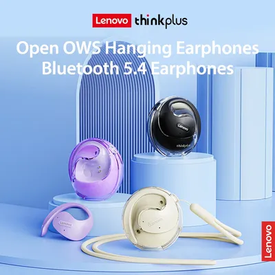 Lenovo OWS Kabellose Kopfhörer, Bluetooth-Kopfhörer mit Mikrofon, HiFi-Stereo-Sound, kabellose Ohrhörer, Knopfsteuerung
