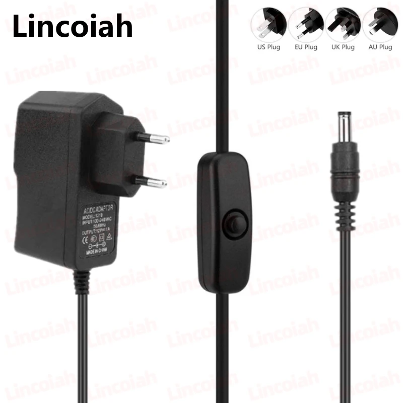 AC 110-240V DC 3V 5V 6V 9V 12V 1A 2A Netzteil Adapter Konverter Ladegerät mit Knopfschalter für LED-Lichtleiste CCTV-Kamera Image
