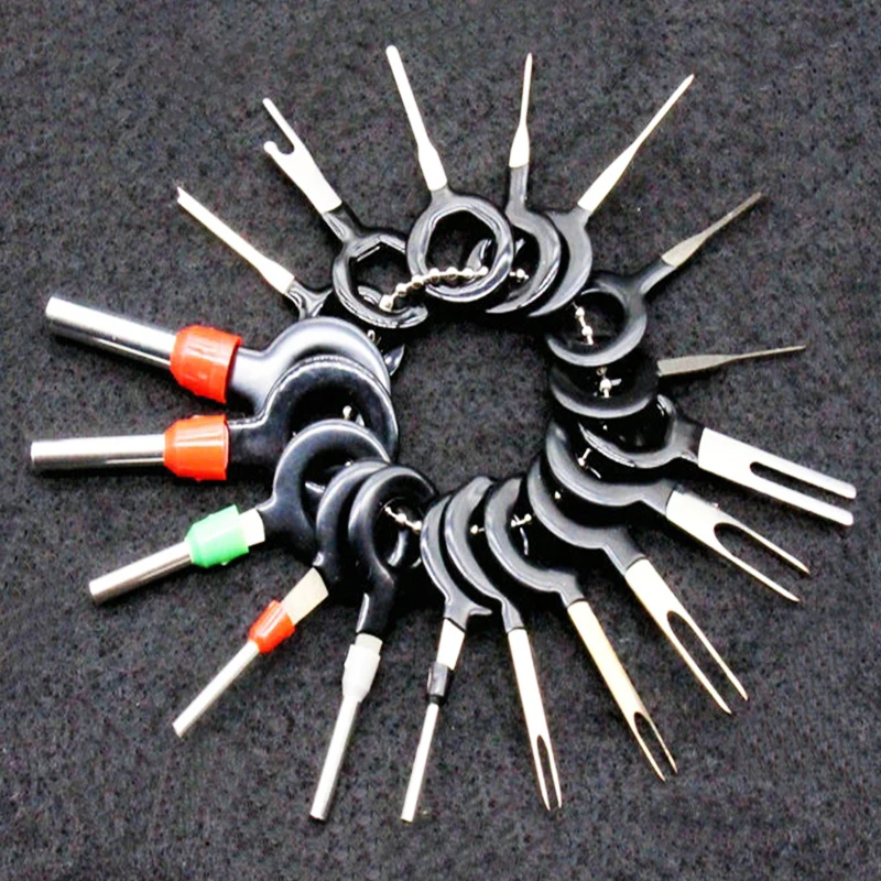 Neue 18Pcs 11Pcs Automotive Stecker Terminal Entfernen Werkzeug Set Schlüssel Pin Auto Elektrische Draht Crimp Stecker Extractor Kit zubehör Image