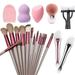 21P Full Face Makeup Kits|13 Travel Makeup Brushes Sets|2 Sponge Beauty Blender|2 Quality Silicon Face Masks Brushes Stylish Rose Gold Silver|1 Brush Cleaner|1 Multi Purpose