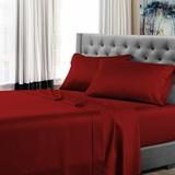 Split Queen Size 600 Thread Count Luxury Extrasoft 100% Egyptian Cotton 4 Piece Sheets Set in Hotel Quality Burgundy Solid
