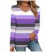 FAIWAD Womens Plus Size Tunic Tops Long Sleeve V Neck Striped Print Trendy Loose Pullover Tops