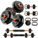 Relefree 42 lbs Adjustable Dumbbell Set 4 in 1 Free Weight Dumbbells with Connector Barbell Kettlebells Push up Stand Fitness Exercises for Home Gym Workout Black