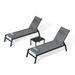 PURPLE LEAF Outdoor Lounge Chair Set Aluminum Patio Chaise Lounger with Side Table and Pillow for Outside Pool Beach Sunbathing Tanning Recliner Grey