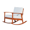 Rocking Chair with Solid Wood Legs Modern Comfy Upholstered Rocker with Armrest and Cushions Lounge Rocker Chair for Indoor Outdoor Garden Backyard Porch Cream Cushions