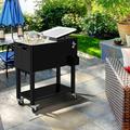 SalonMore 80QT Rolling Spray Iron Cooler Cart Ice Bee Chest Patio Warm Shelf Black