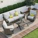 Grand Patio 4-Piece Outdoor Furniture Set All-weather Patio Conversation Set w/ Swivel Rockers & Coffee Table 5-Seat Sectional Sofa Set Brown