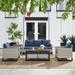 PARKWELL 6 Pieces Outdoor Sectional Sofa Furniture Sets - Wicker Rattan Conversation Dining Furniture Set with Cushions - Navy