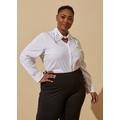 Plus Size Crystal Embellished Keyhole Shirt