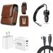 Travel Bundle for Samsung Galaxy Z Flip 5 Belt Holster Clip Carrying Pouch Case Tempered Glass Screen Protector 40W Car Charger Power Adapter 3-Port Wall Charger USB C to USB C Cable (Brown)