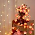 6.56 FT With 20pcs Rose Flower String Lights Fairy Light Romantic Valentine s Day Decor Decorative Fairy Lights for Wedding Indoor Anniversary Home Hanging Party Decoration (Battery not included)