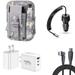 Travel Bundle for Samsung Galaxy S24+ Plus Waterproof Pack Bag Carrying Pouch Case Tempered Glass Screen Protector 40W Car Charger Power Adapter 3-Port Wall Charger USB C Cable (ACU Army Camo)